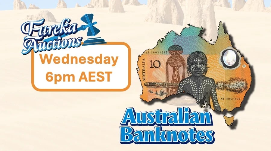 Eureka Auctions LIVE - Australian Banknotes! eBay : 6pm Wed 23rd Sep AEST