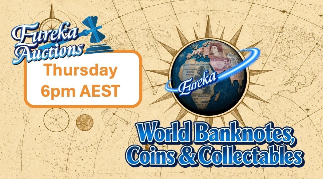 Eureka Auctions LIVE - Around the World in 80 Notes! eBay Tuesday 1st Sep @ 6pm AEST