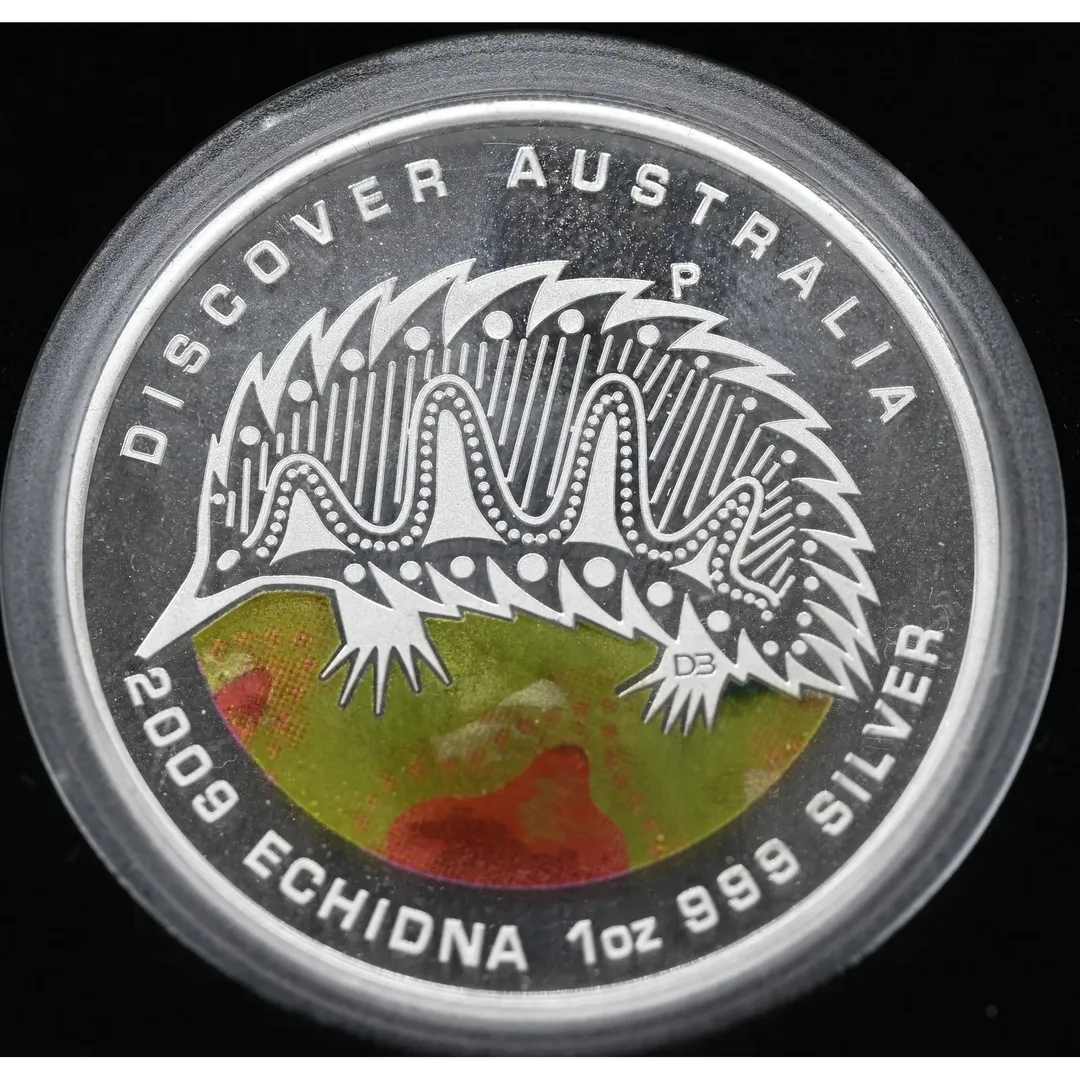 Lot 24 — Discover Australia Series - 2009 Echidna 1oz Pure Silver Coloured Proof