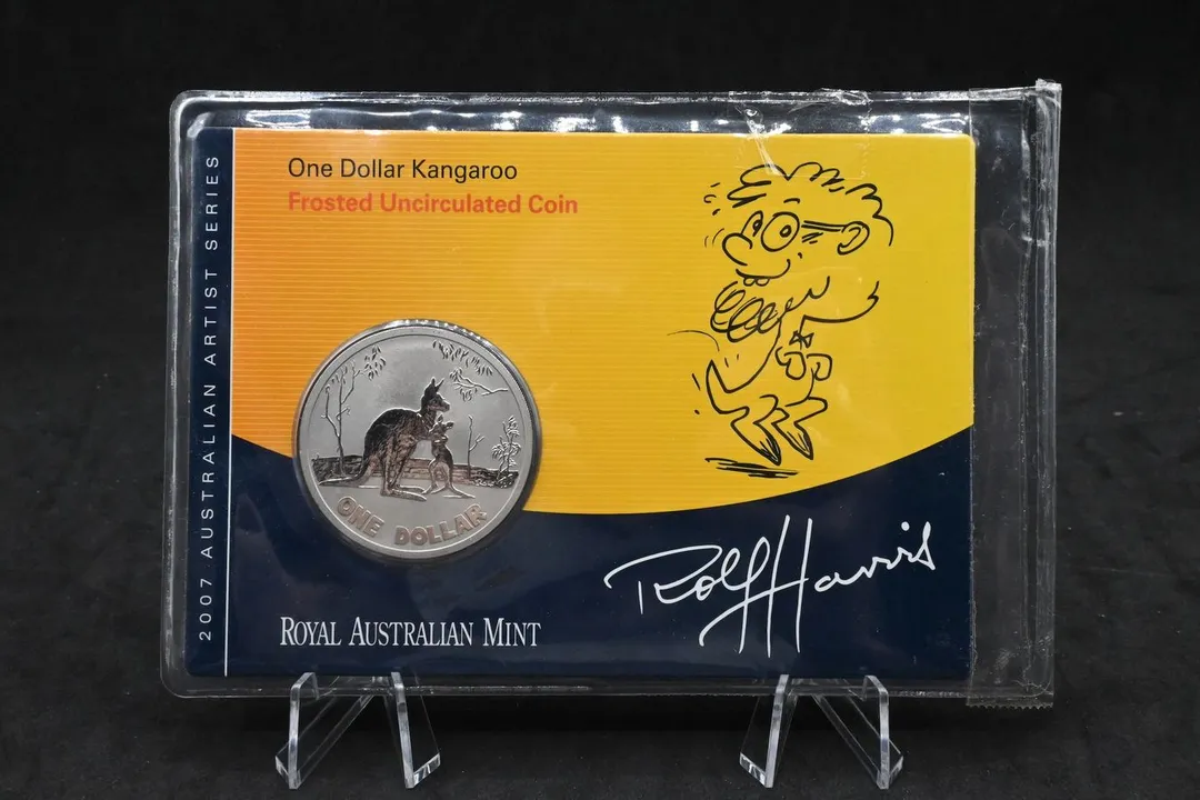 Lot 43 — 2007 $1 Kangaroo Frosted Uncirculated Coin – Rolf Harris