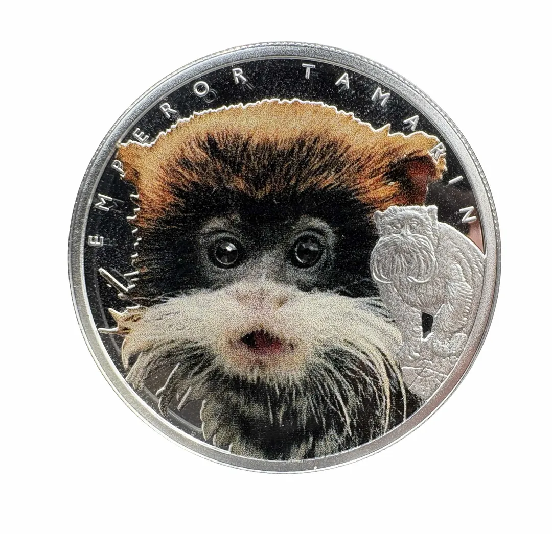 Lot 17 — 2015 1 Nieu Amazing Animals Emperor Tamarin Silver Coin .999 (14.4g silver) Proof
