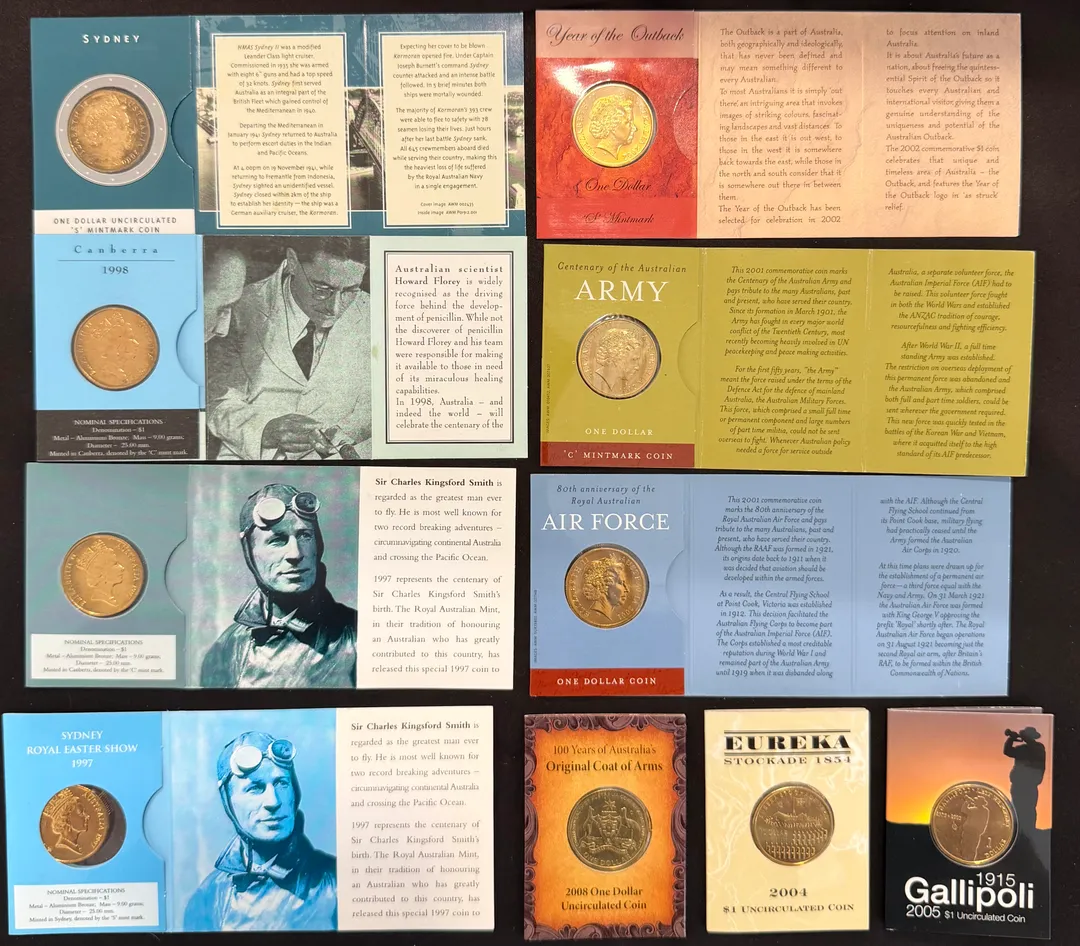 Lot 35 — 10x Tri-Fold Carded coins 1997 - 2001