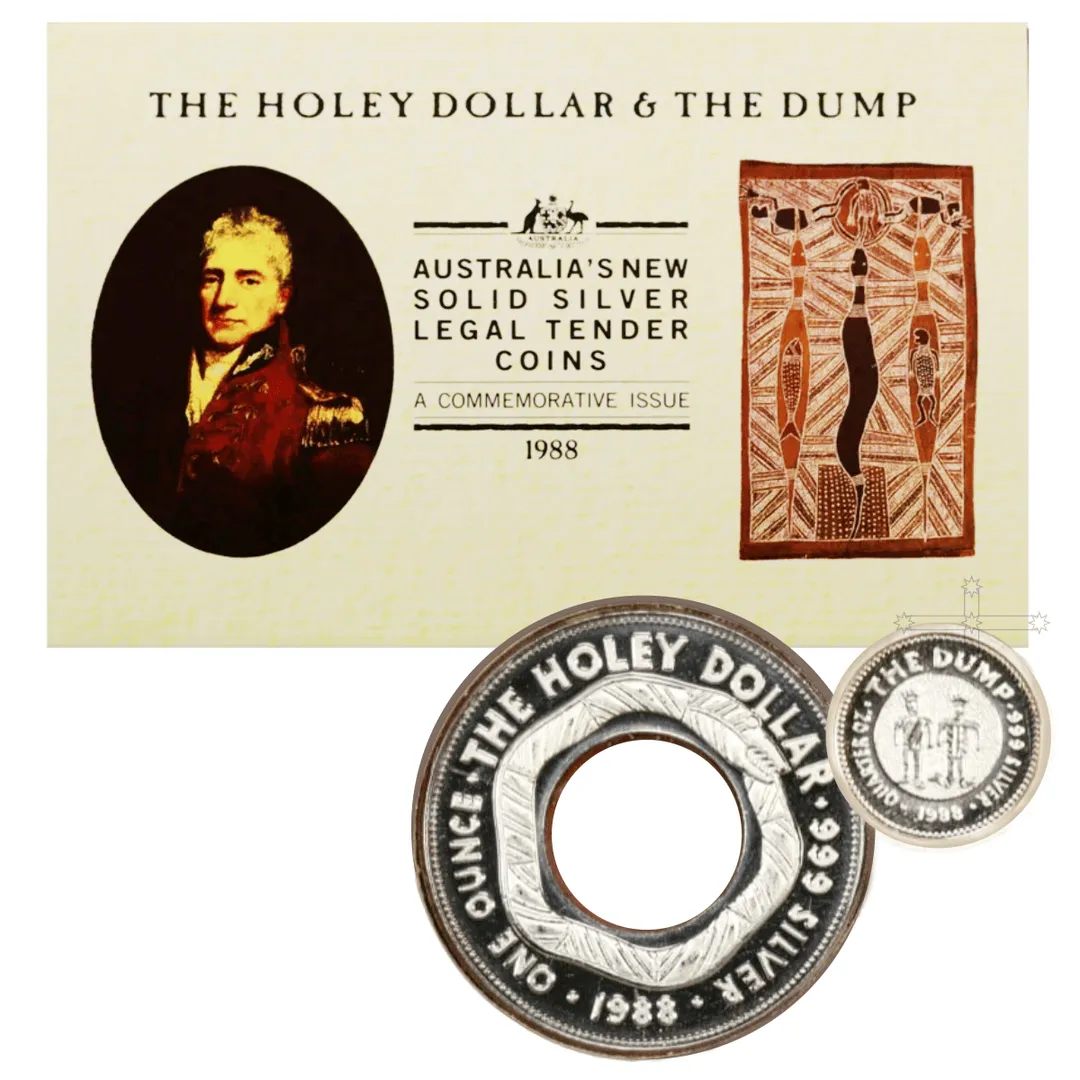 Lot 33 — 1988 1oz Silver Holey Dollar & 1/4oz Silver Dump - 2x Coin Silver Set