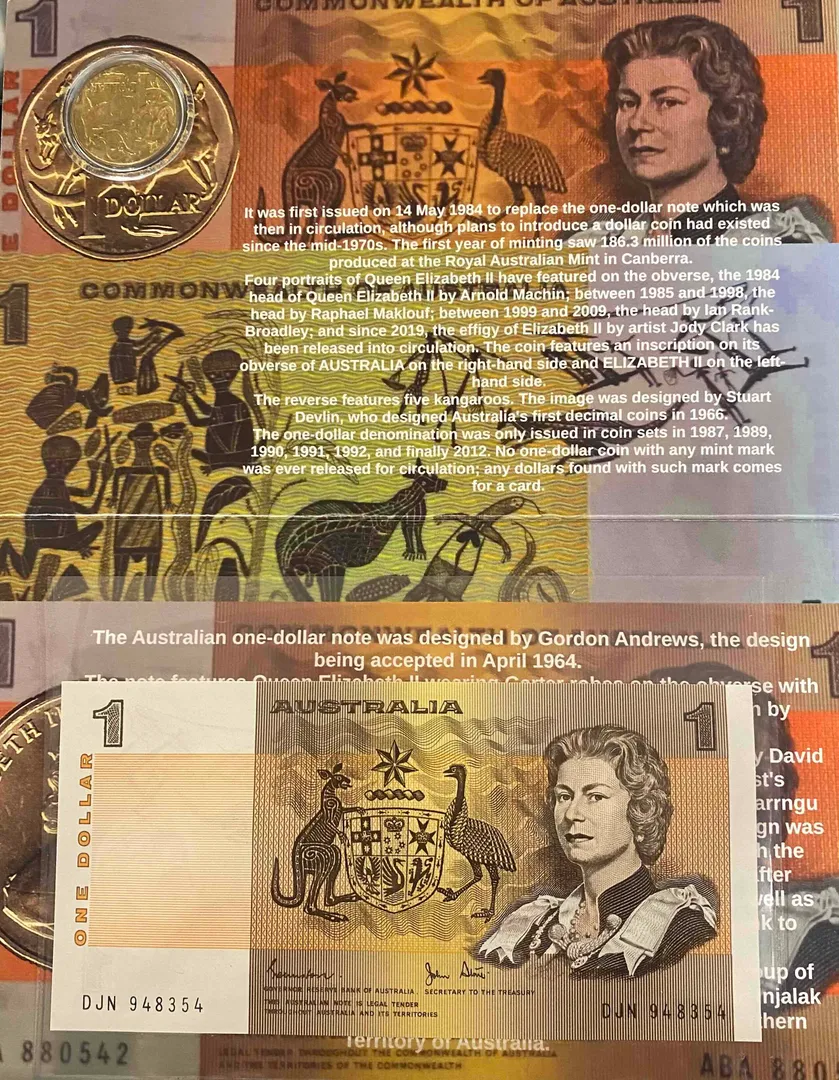 Lot 46 — Australian $1 Note & Coin Presentation Folder