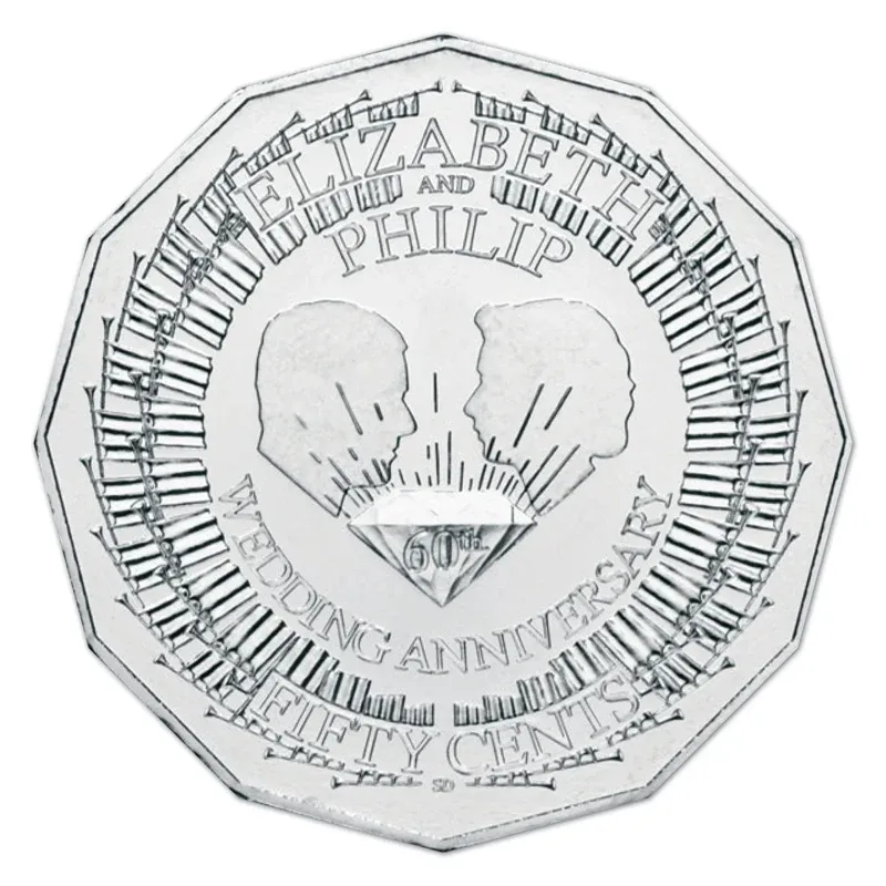 Lot 21 — 2007 50c Elizabeth and Philip Wedding Anniversary - Unc