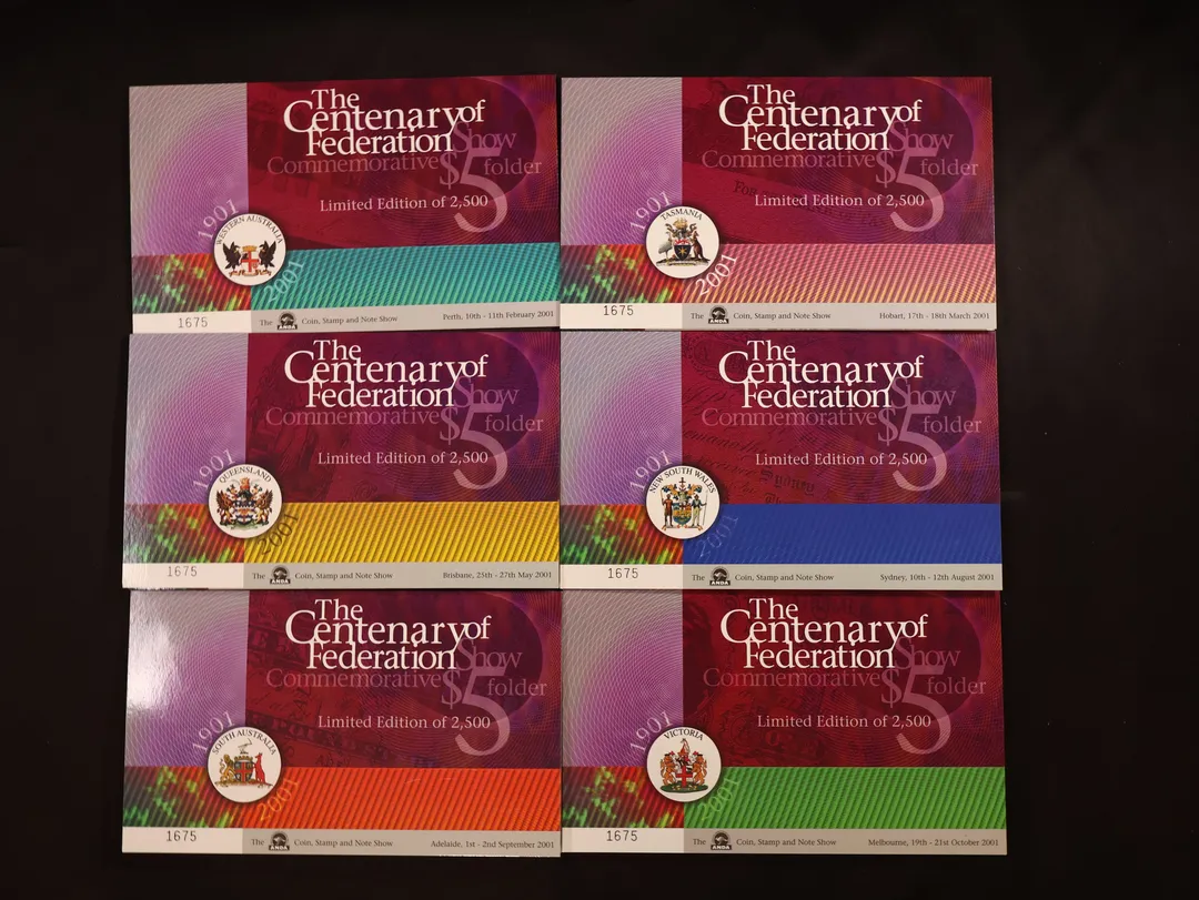 Lot 20 — 2001 ANDA Centenary of Federation 6 Folders Matching Serials