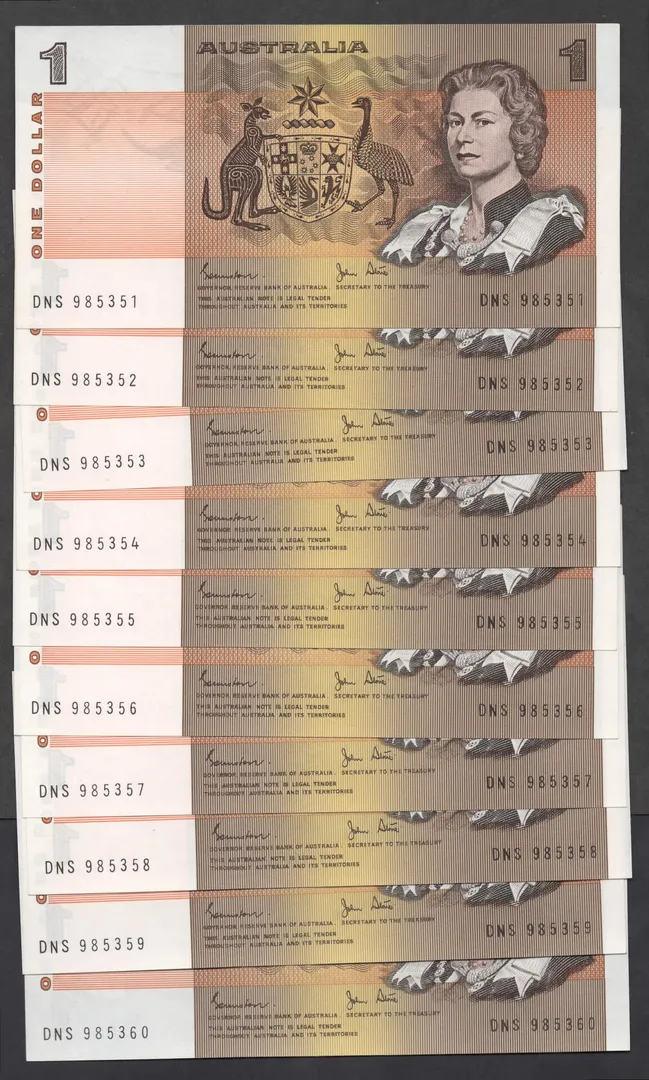 Lot 9 — 1982 $1 Johnston/Stone Run of 10 [DNS] Unc