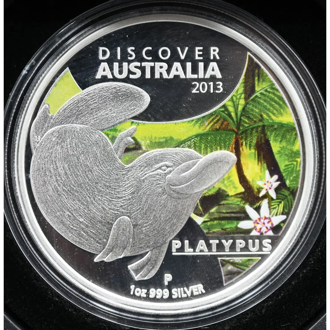 Lot 31 — Discover Australia Series - 2013 Platypus 1oz Pure Silver Coloured Proof