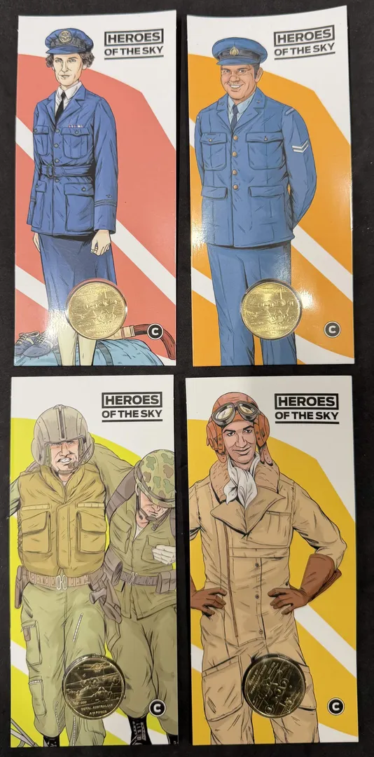 Lot 40 — 2021 $1 Heroes of the Sky 4x Carded Coins ("C")