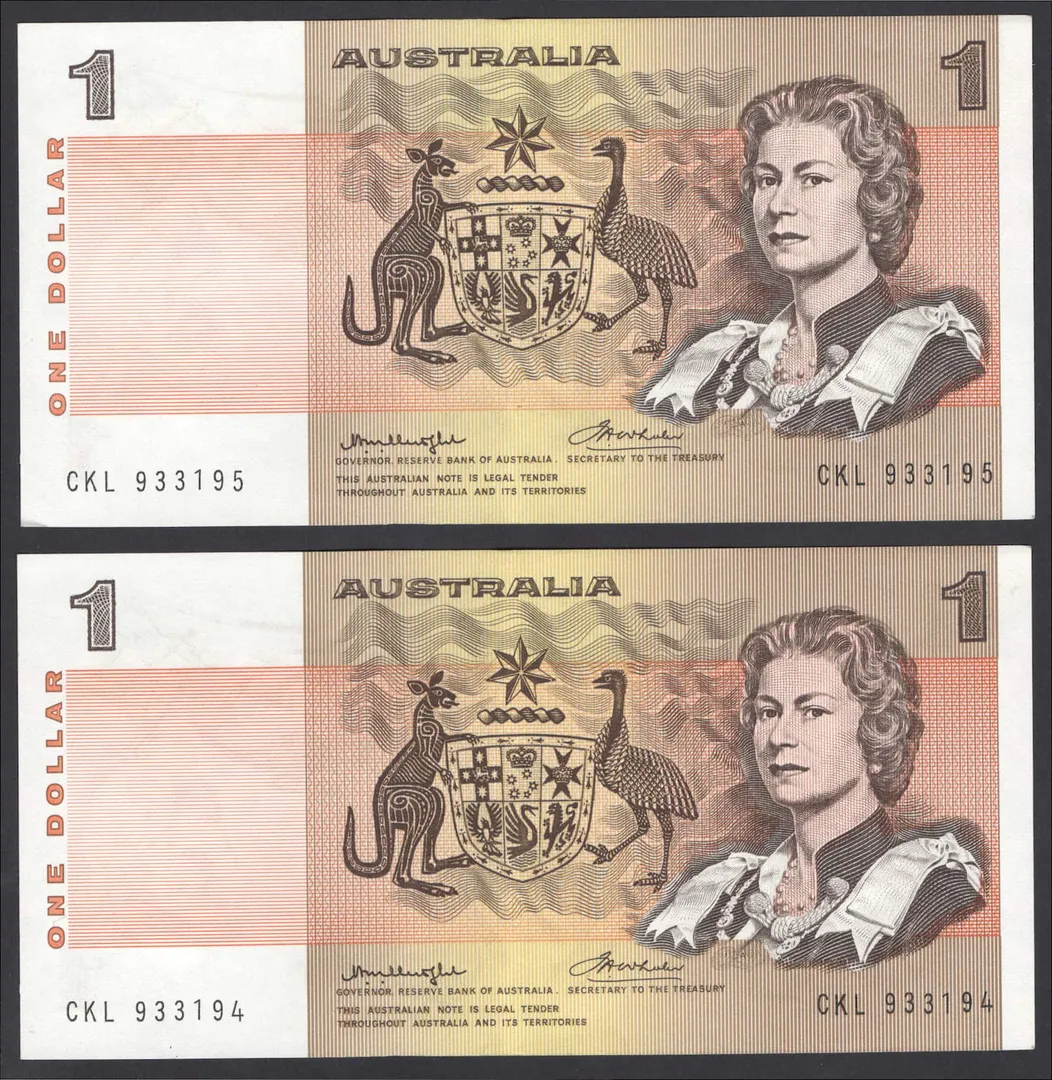 Lot 10 — $1 : Serial # CKL 933194-195