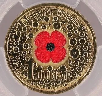 Lot 17 — 2015 $1 WWI War Heroes Red Poppy MS68