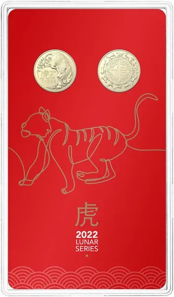 Lot 43 — Lunar $1 uncirculated two-coin set - 2022 Tiger