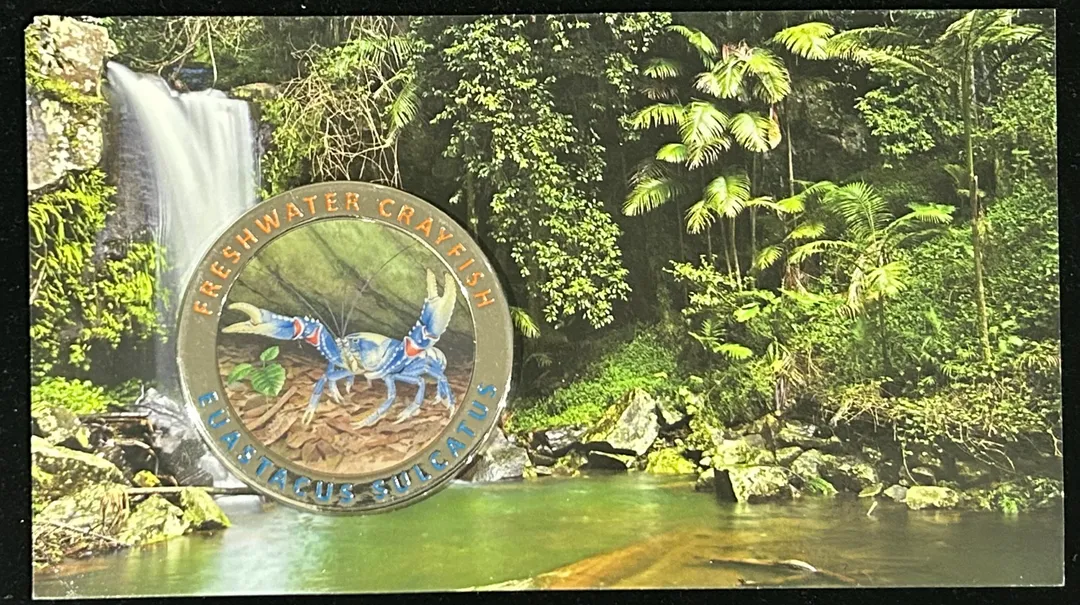 Lot 8 — Freshwater Crayfish / Yabby Coin & Stamp Cover (Damaged PNC Cover)