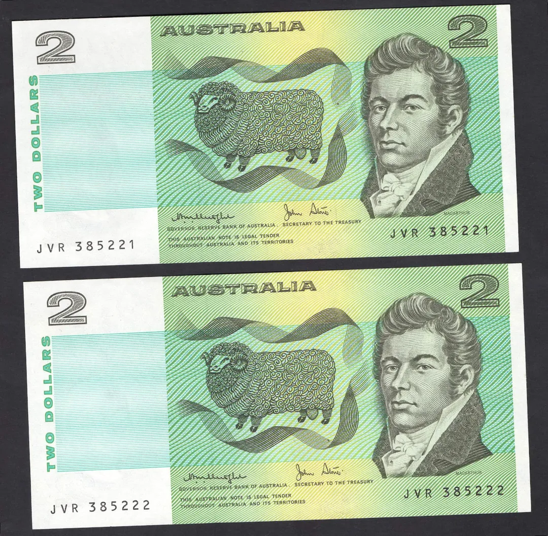 Lot 23 — $2 : Serial # JVR 385221-222