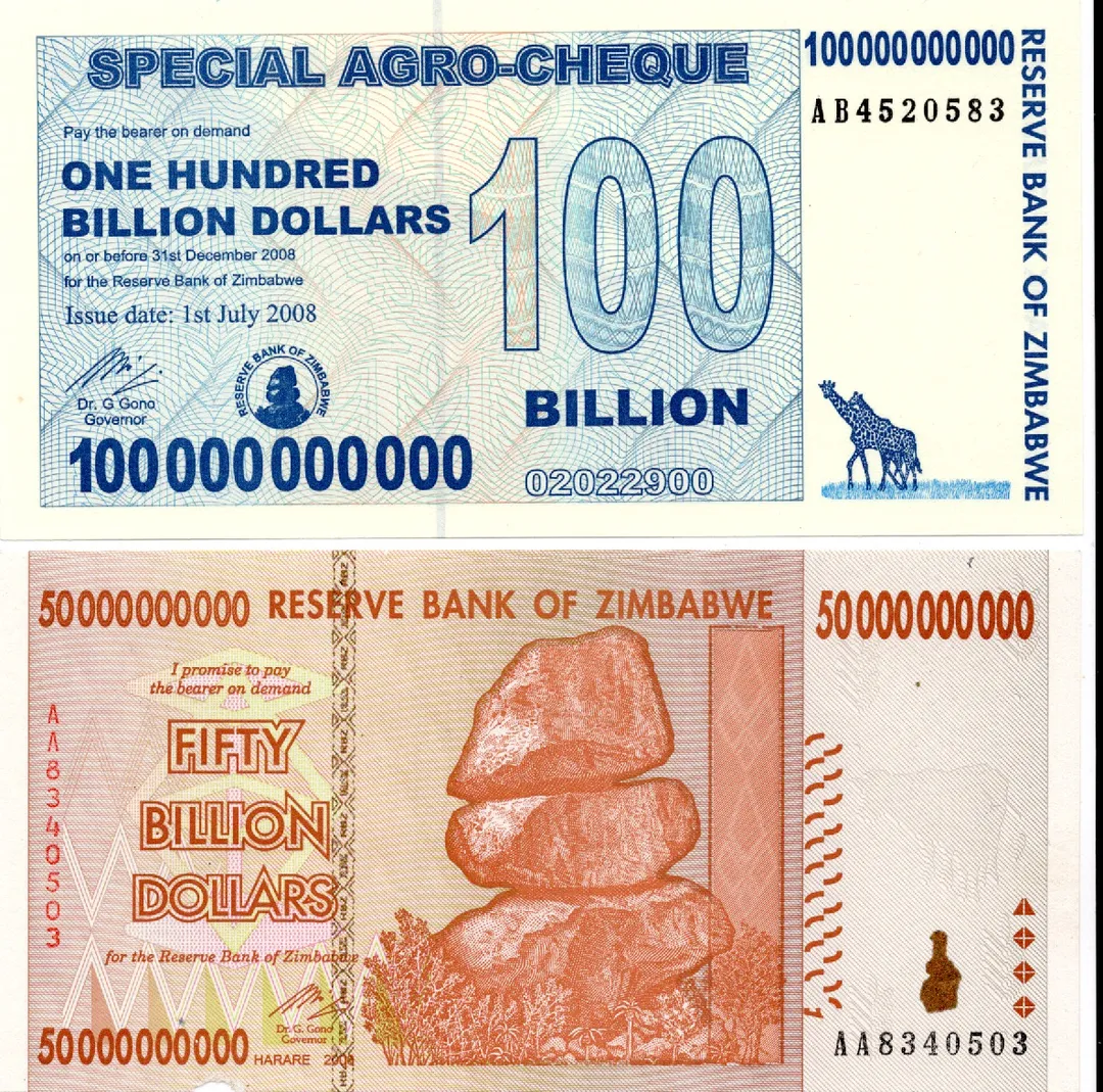 Lot 33 — Zimbabwe, 2008, 50 Billion and 100 Billion Dollars