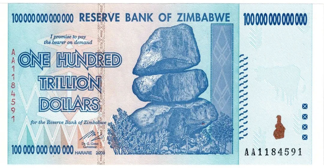 Lot 35 — Zimbabwe, 2008, 100 Trillion Dollars