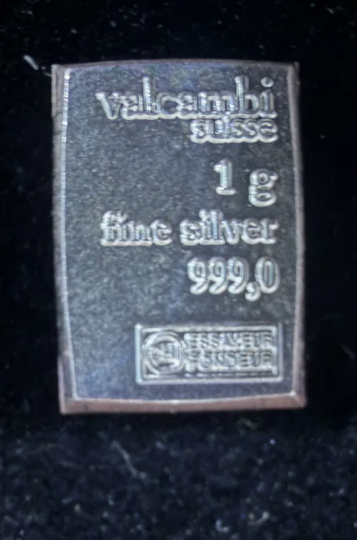 Lot 7 — Mini Silver - Valcambi Suisse 1g 999 Fine Silver Bar