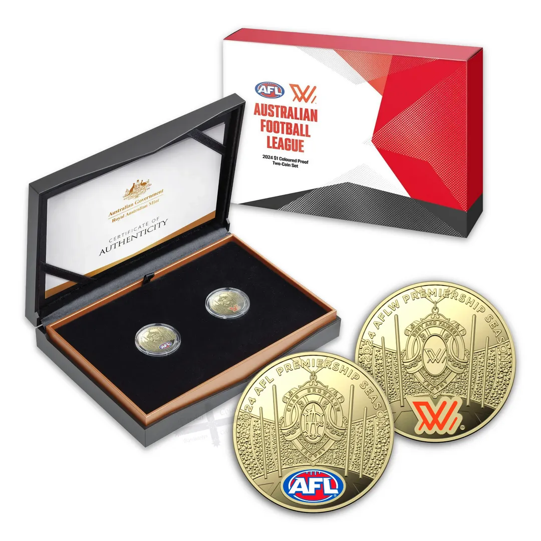 Lot 48 — 2024 AFL 2024 $1 Coloured Two-Coin Proof Set