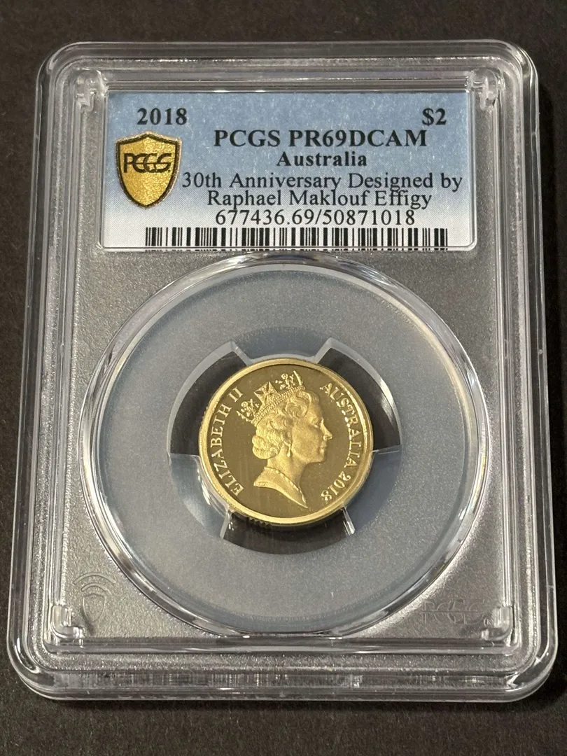 Lot 43 — 2018 $2 30th Anniversary Ian Rank-Broadley Effigy from the tiny mintage 3 coin Proof set PR70DCAM