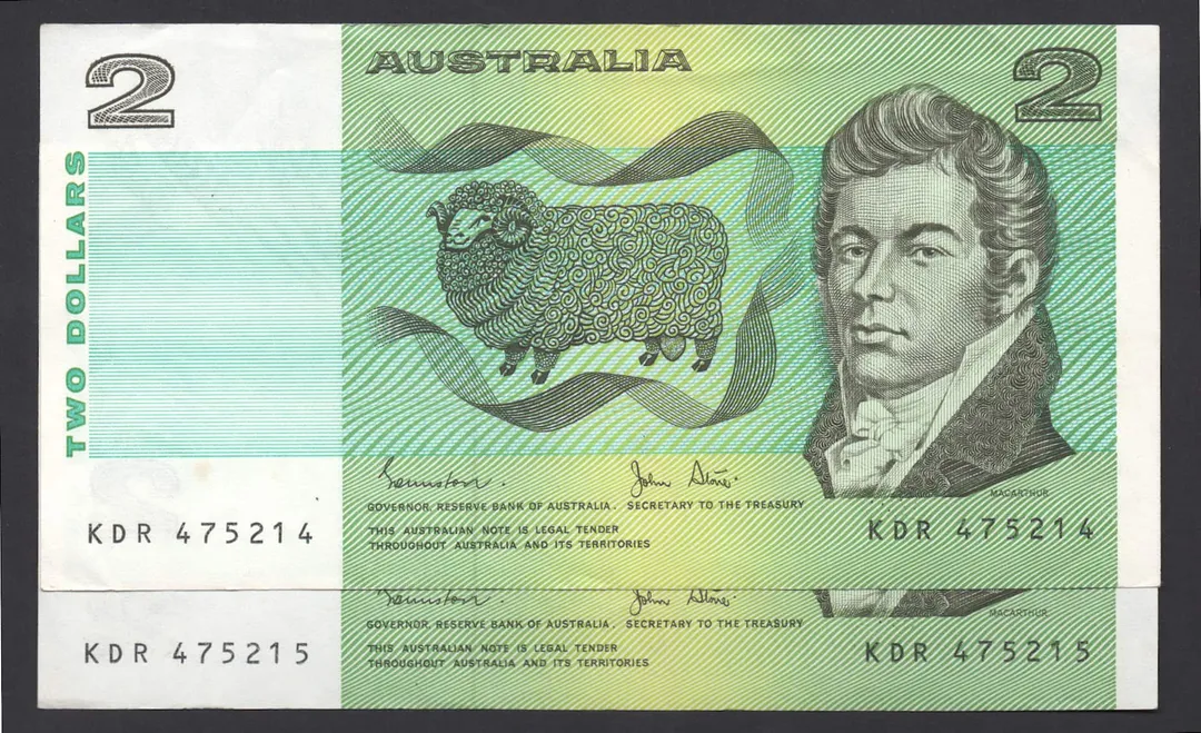 Lot 28 — 1983 $2 Johnston/Stone General Prefix Pair [KDR]