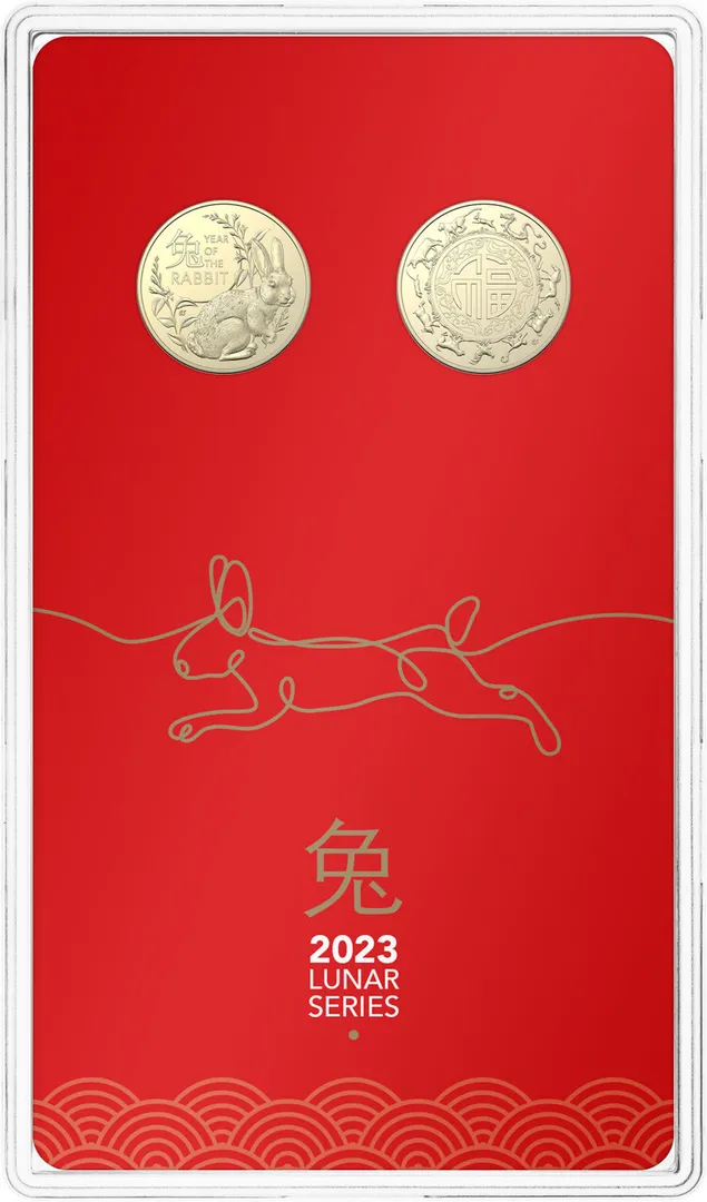 Lot 44 — Lunar $1 uncirculated two-coin set - 2023 Rabbit