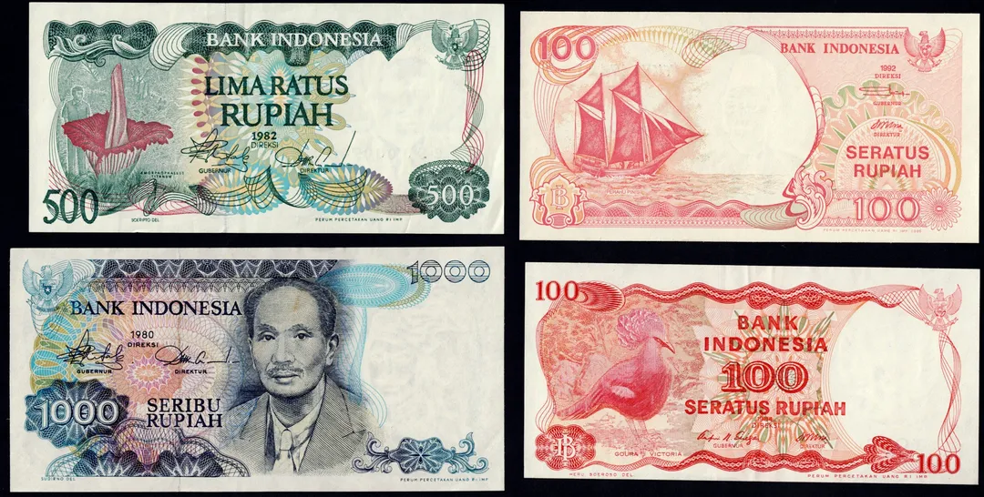 Lot 18 — Indonesia, 1980, 1982 and 1992, 100, 500 and 1,000 Rupiah