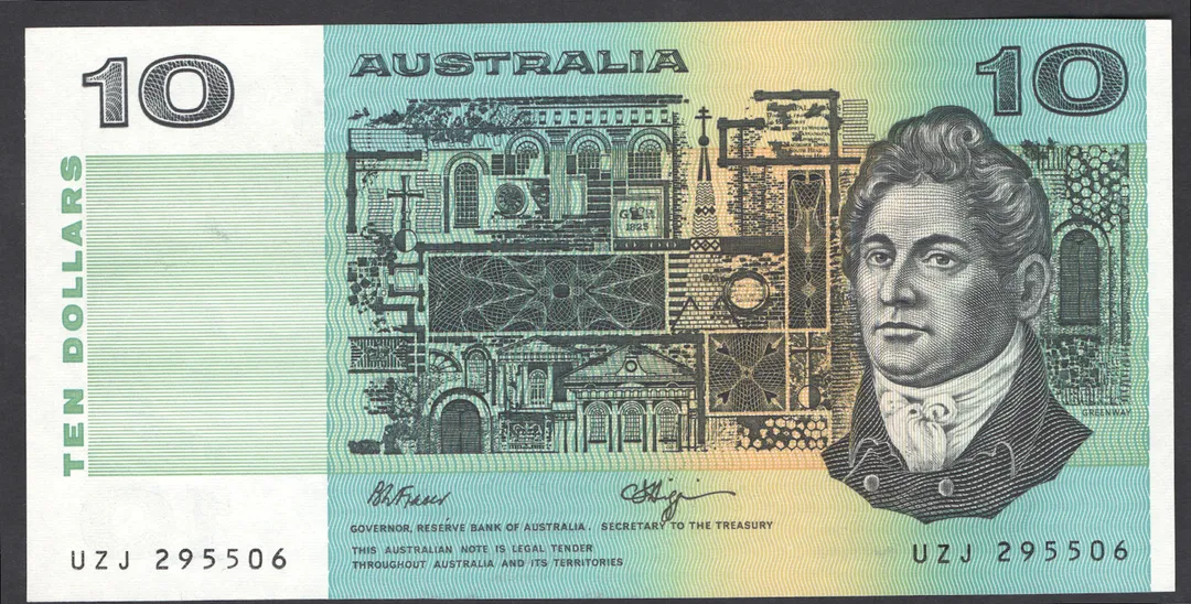 Lot 44 — 1989 $10 Fraser/Higgins [UZJ] Unc