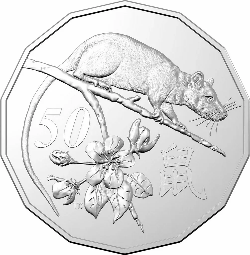 Lot 40 — 2020 50c Lunar series Year of the mouse/rat - Unc