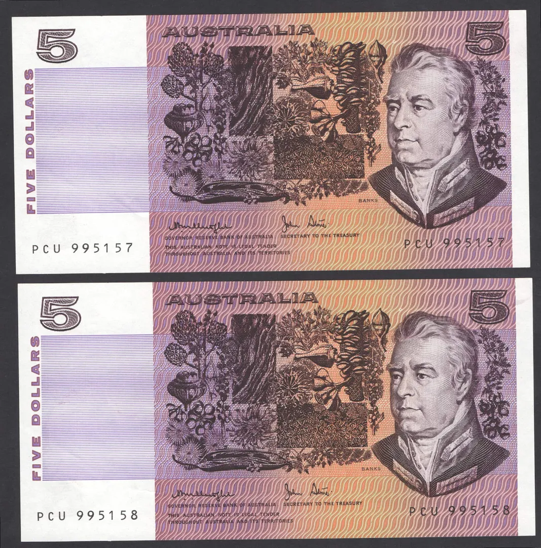 Lot 35 — $5 : Serial # PCU 995157-158