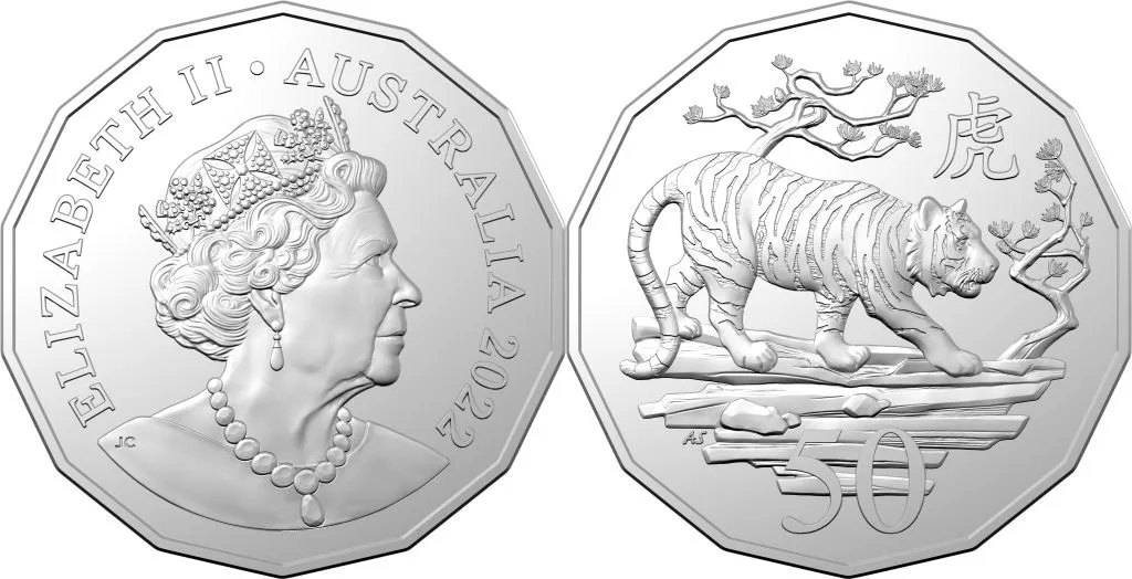 Lot 43 — 2022 50c Lunar series Year of the Tiger - Unc