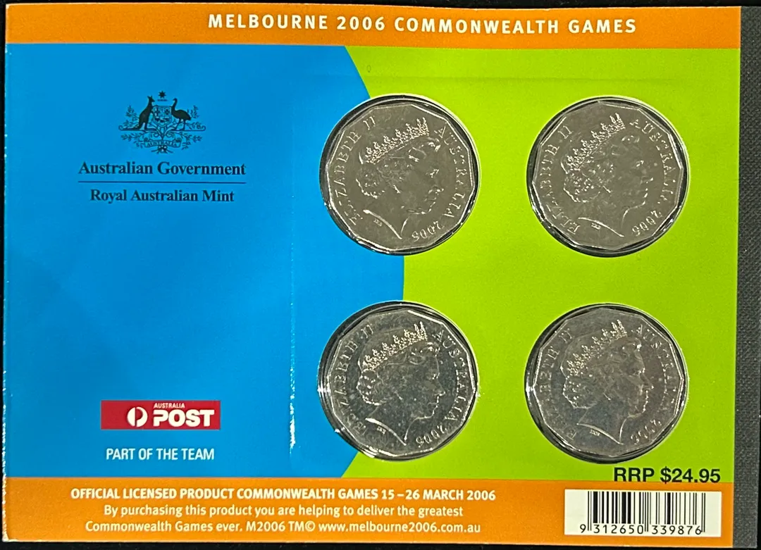 Lot 12 — 2006 Melbourne Commonwealth Games 4xUncirculated 50c - [Package Damaged]