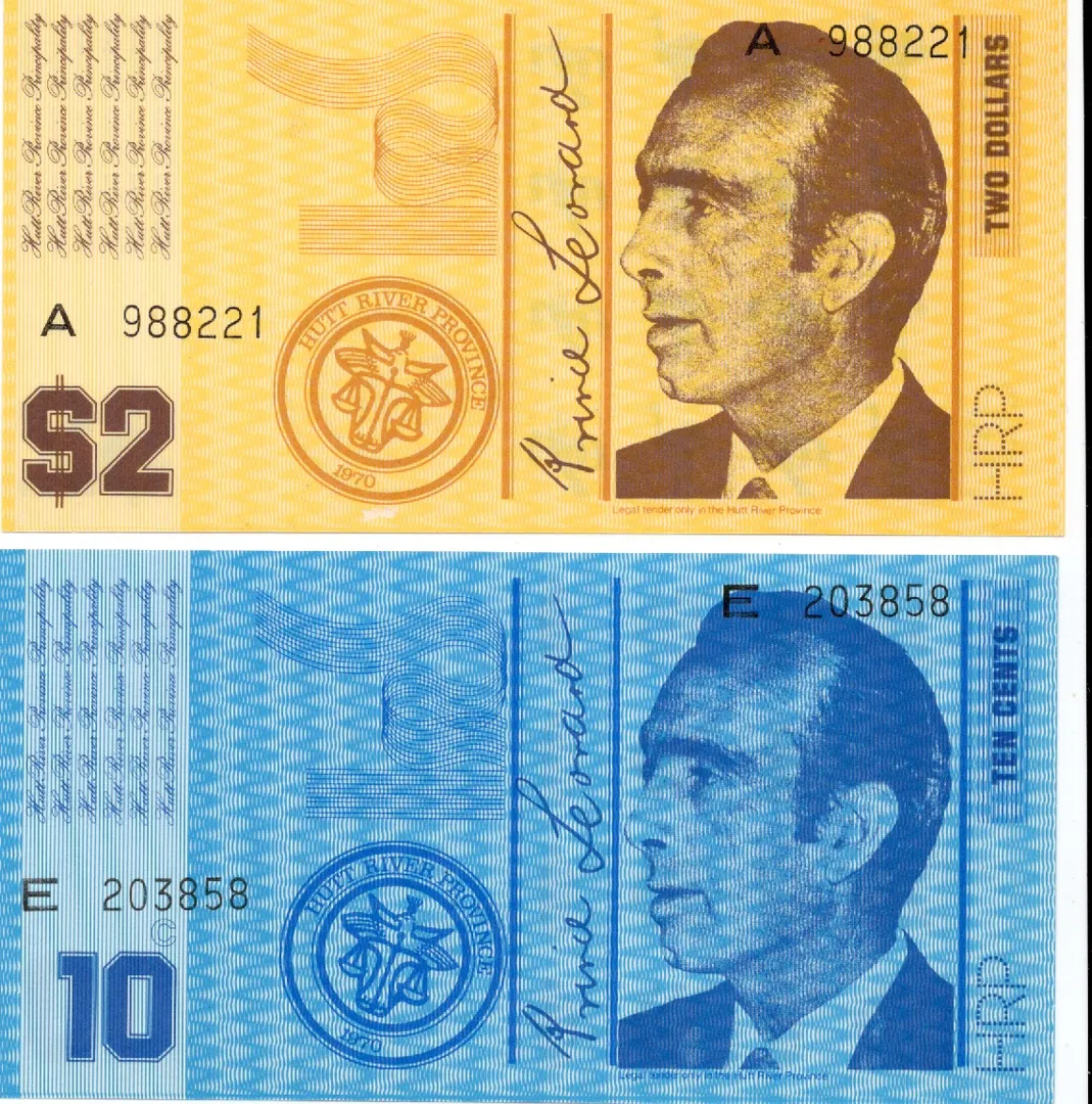 Lot 8 — Hutt River, 1974, 10 Cents and 2 Dollars