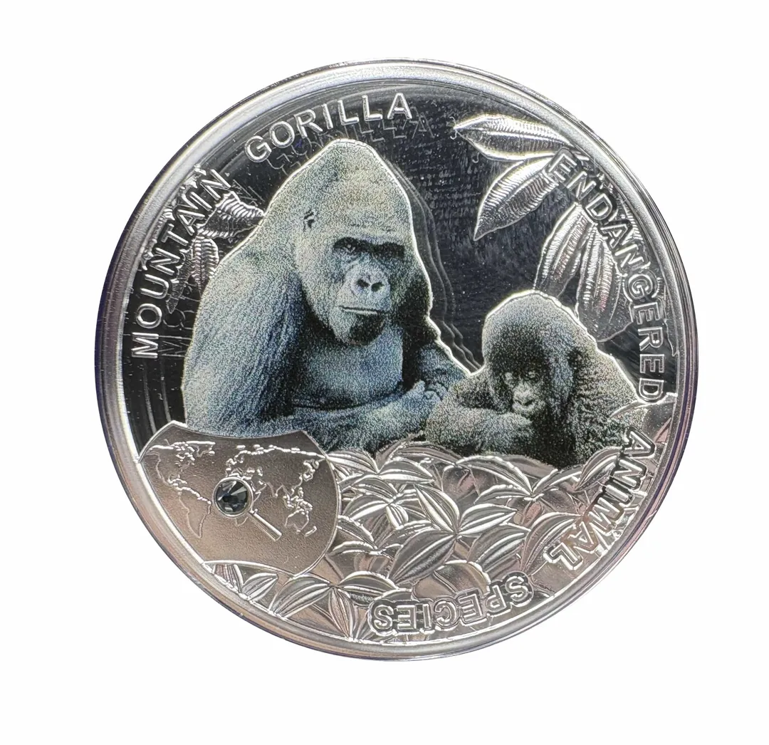 Lot 22 — 2014 1 Niue "SOS dla Swiata/SOS to the World" : Mountain Gorilla coin .999 (17.48g silver) Proof