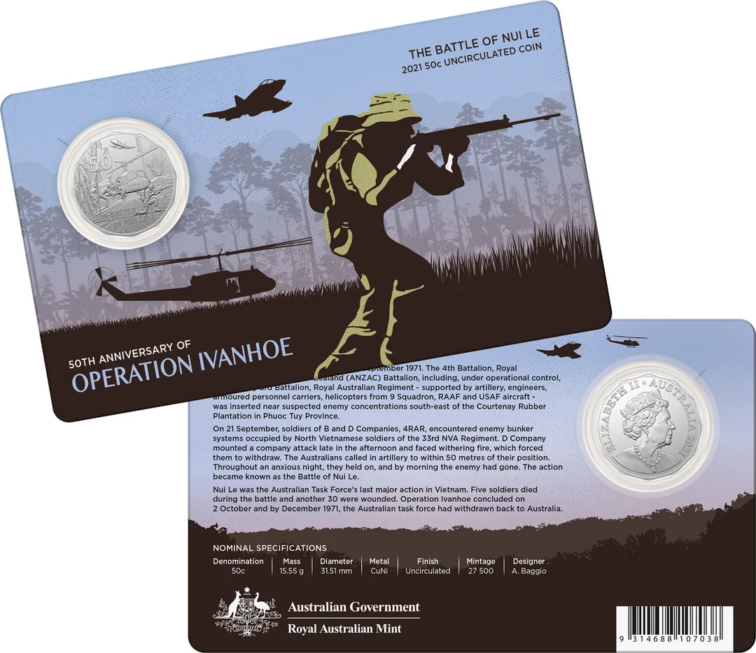Lot 25 — 2021 50c Battle of Nui Le Uncirculated Coin