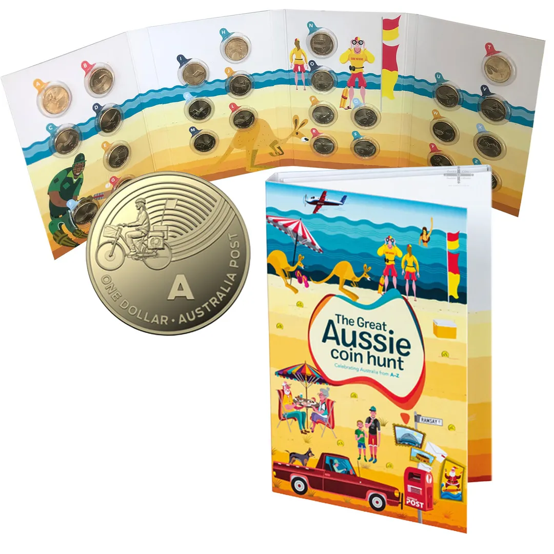 Lot 33 — 2019 $1 Great Aussie Coin Hunt 1 Folder [OPENED] - COMPLETE SET of 26 Uncirculated Coins