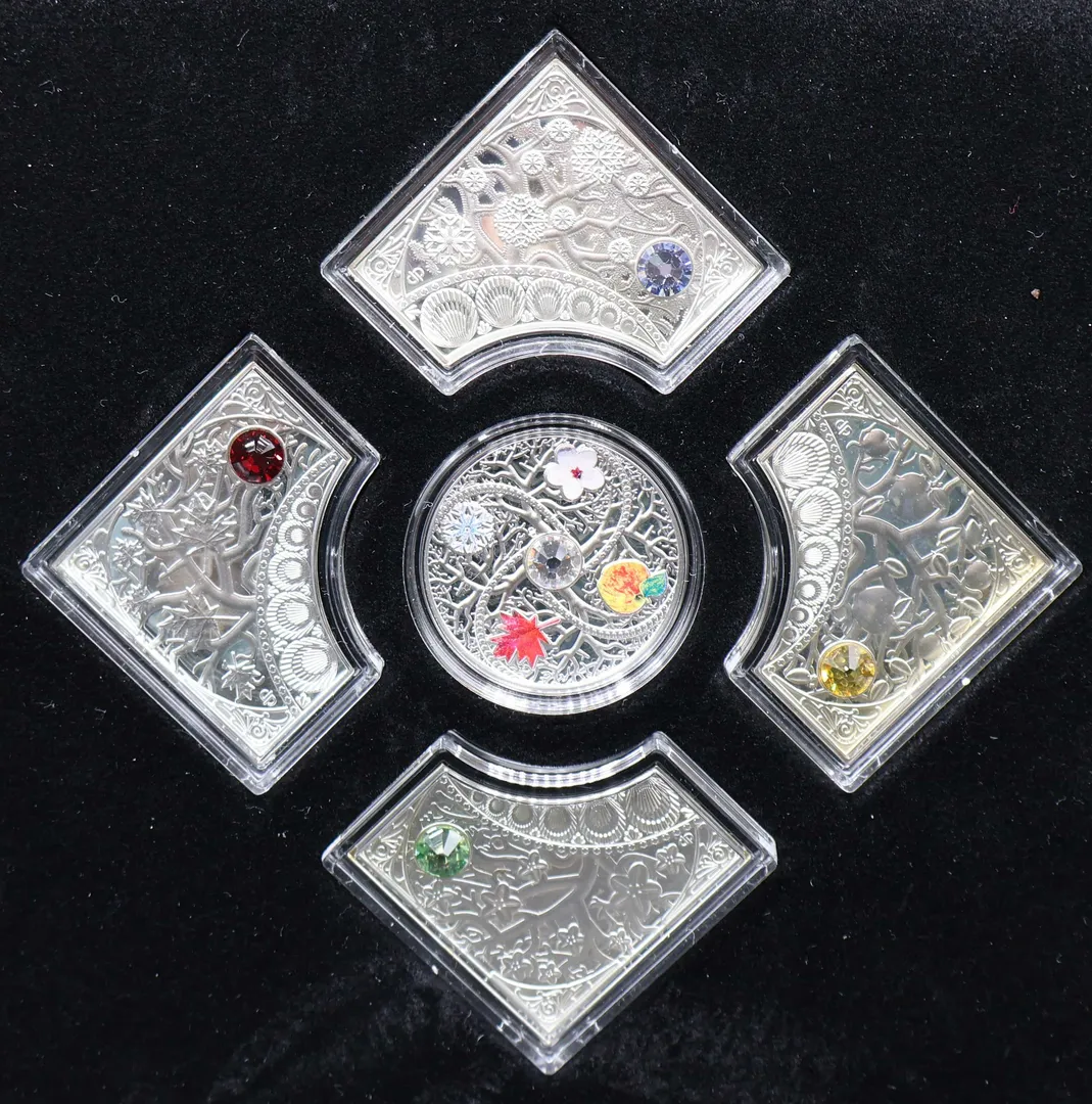 Lot 29 — 2013 Set Niue The Four Seasons 5-coin silver proof puzzle sets .925 (58g silver) Proof