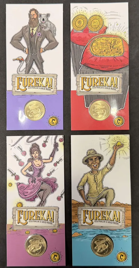 Lot 39 — 2020 $1 Eureka Australia's Gold Rush 4x Coin Carded Coins ("C")