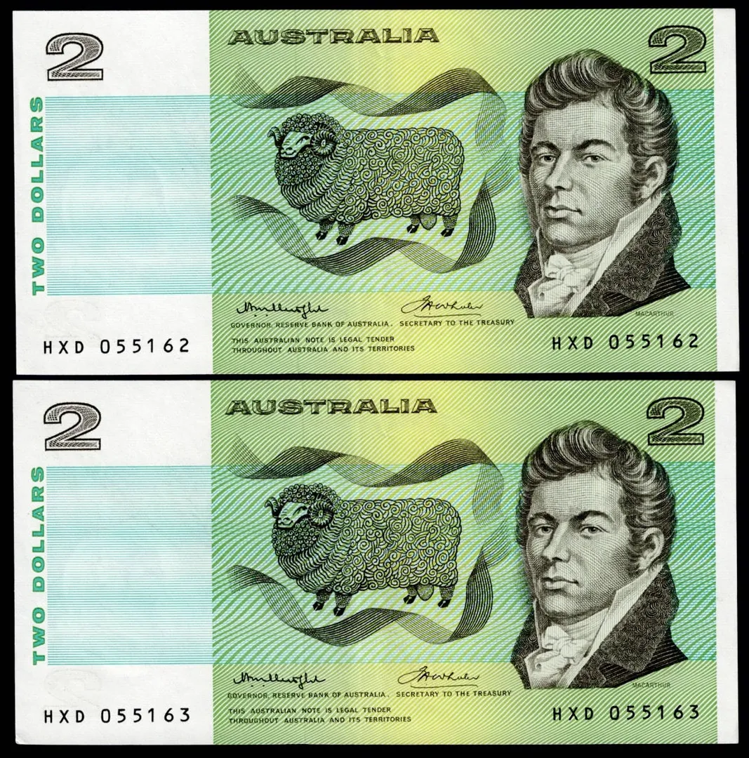 Lot 24 — $2 Knight/Wheeler OCRB Side Thread General Prefix Pair